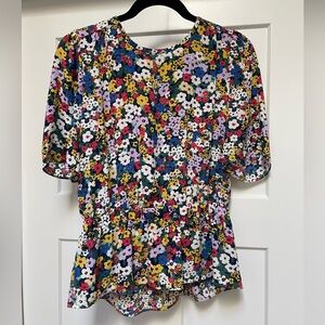 Ann Taylor floral print, flowy peplum top. Lightweight, comfortable, flattering